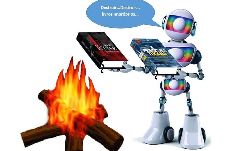 robo queima livros robo queima livros