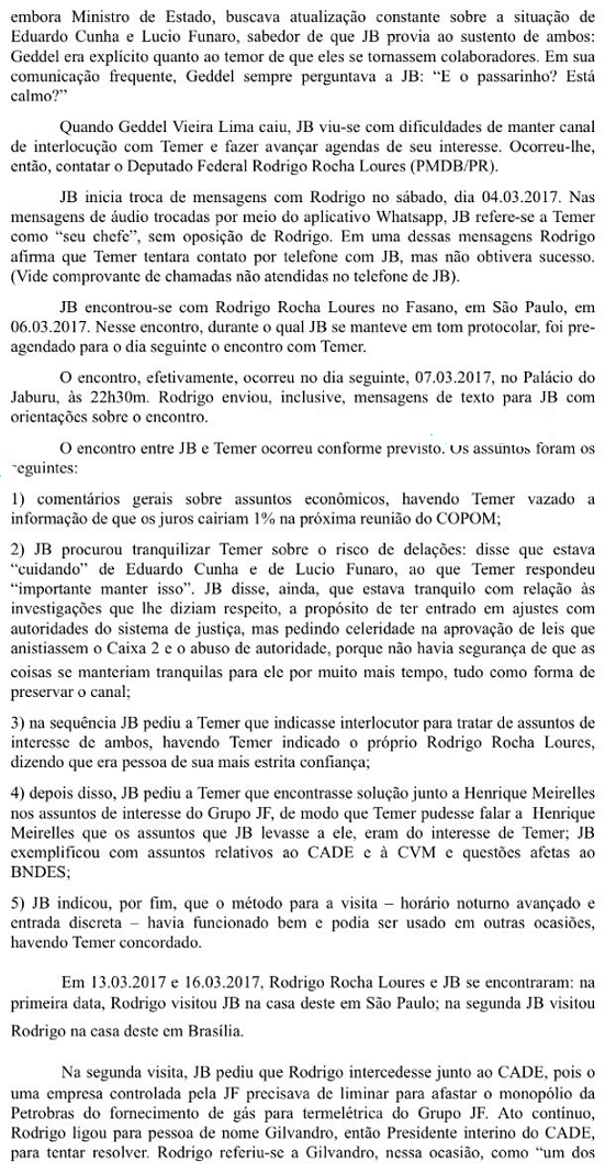 Anexo da delação de Joesley Batista, citando o atual presidente Michel Temer - Parte 2