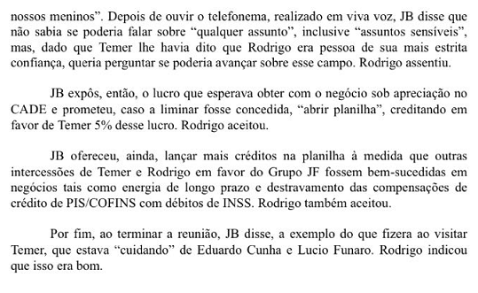 Anexo da delação de Joesley Batista, citando o atual presidente Michel Temer - Parte 3