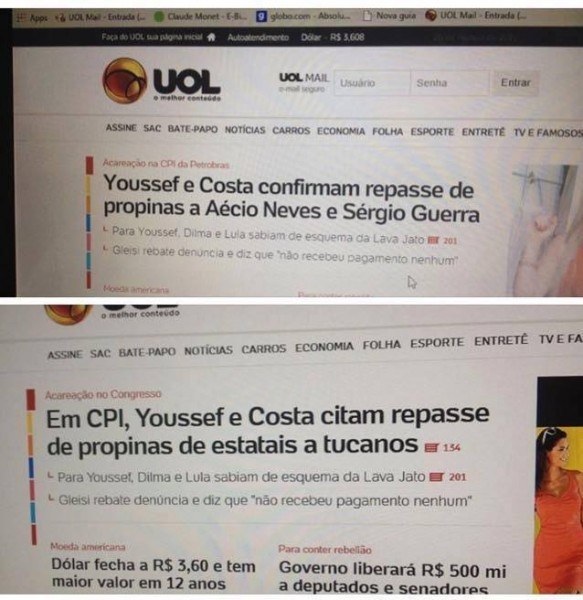 mudança da capa do UOL mudança da capa do UOL